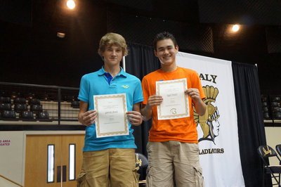 Image: Garrett Janek 8th Grade Salutatorian and Kyle Tindol 8th Grade Valedictorian
