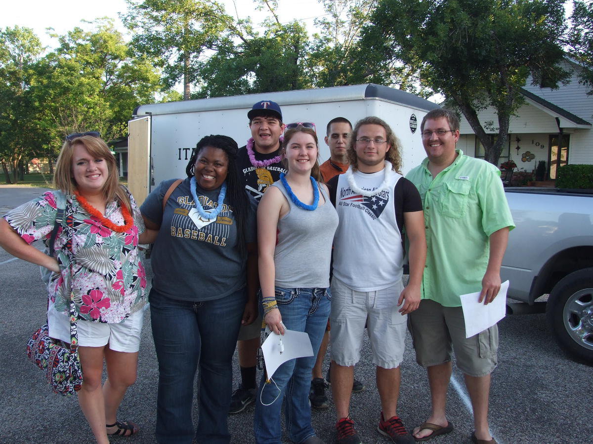 Image: This group of seniors is excited to travel down the road to Whitney for the next part of the party.