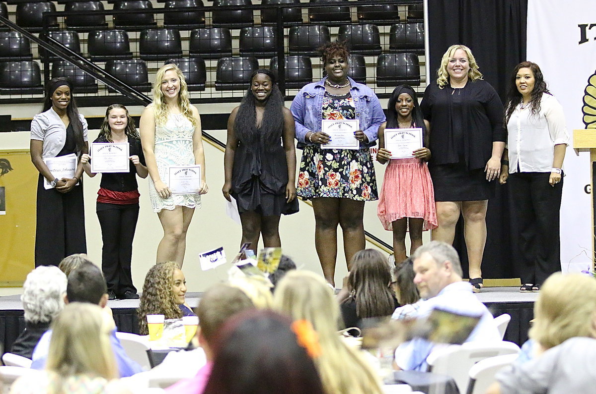 Image: Lady Gladiator Varsity Basketball team members and coaches are Kortnei Johnson, Tara Wallis, Jaclynn Lewis, Taleyia Wilson and Head Coach Melissa Fullmer and Assistant Coach Tina Richards.