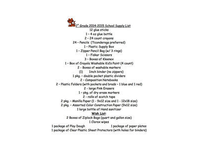Image: 2014-2015 Stafford Elementary School Supply List – 1st Grade