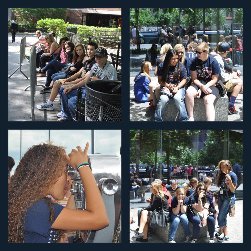 Image: NYC Band Trip Collage
    Top Left: IHS band students wait outside the American Museum of Natural History for their tickets go enter.
    Top Right: Noeli Garcia and Madison Washington enjoying the sunshine outside of the 911 museum.
    Bottom Left: Vanessa Cantu takes a closer look at the Statue of Liberty   from the Top of the Rock Observation Deck Located in midtown Manhattan at historic Rockefeller Center.
    Bottom Right: Sarah Levy, Alexis Sampley and Vanessa Cantu wait outside of the 911 museum for the next stop in NYC.