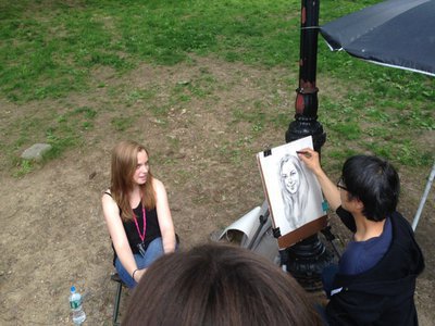 Image: Sarah Levy strikes a pose for a Central Park artist.