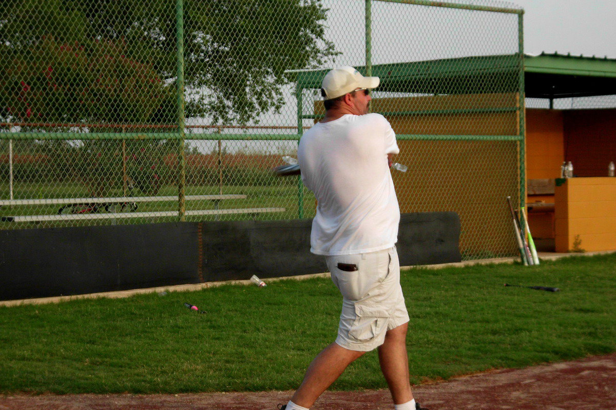 Image: Mark Souder, Jr. sends one near the fence.