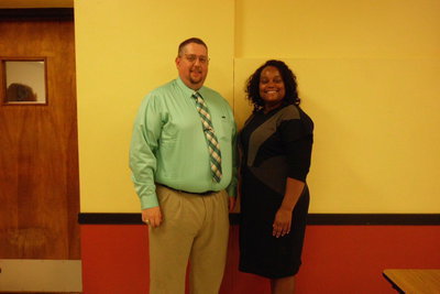 Image: New High School Staff (l to r)
    Jeremiah Glover, Art and Tech Apps; LaToya Smith, Science.
