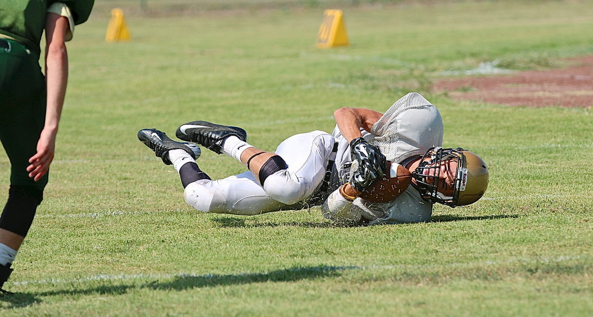 Image: Gladiator receiver Levi McBride(2) makes a diving catch for a first down.