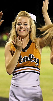 Image: Italy cheerleader Britney Chambers keeps the spirit flowing for Italy against Kerens.