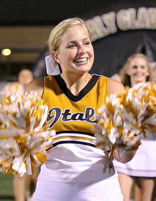 Image: Italy High School cheerleader Madison Washington fires up the second-half crowd.