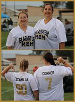 Image: Modeling some of the Gladiator Athletic Booster Club shirts available for purchase during Friday night home football games are Misty Escamilla(50) and Amanda Connor(7), Ooh là là, ladies! The GABC has plenty of other spirit items as well including, stickers, caps, umbrellas, etc.