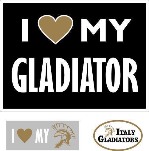 Image: A yard sign sample and sticker label options available for purchase from Gladiator Athletic Booster Club at their table during Friday night home football games.