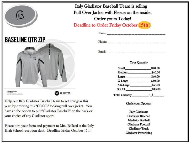 Image: The Italy Baseball team has designed a pullover that you can purchase and customize at the same time. Purchase yours before Friday, October 15, deadline!!!