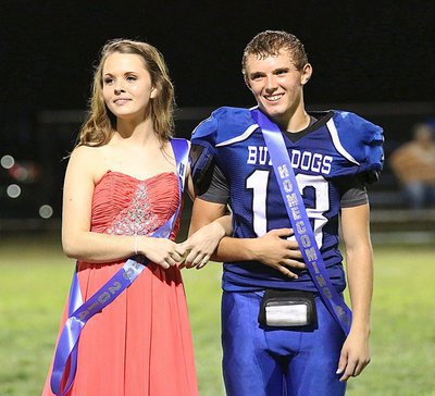 Image: Brittany Scamahorn and Keith Kayser await the homecoming King and Queen results.