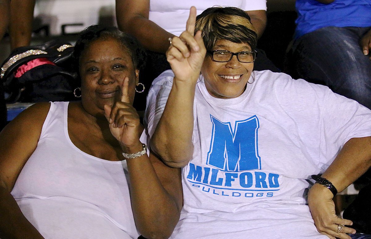 Image: The Bulldogs are #1!!!!! There’s no doubt who Fadys Gates and Janice Wadley, a Milford ISD board member, are rooting for!