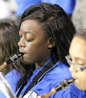 Image: Marquisha Houston is in the zone with her clarinet.
