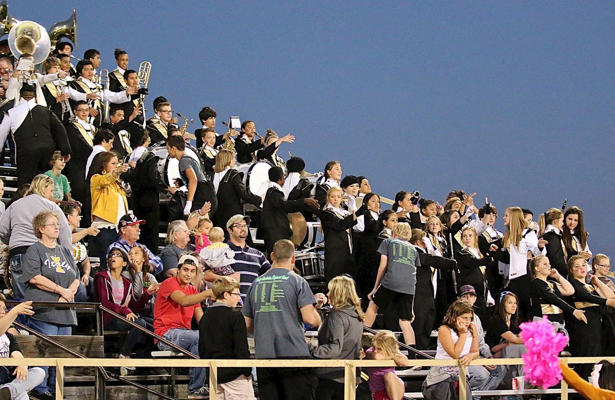 Image: The Gladiator Regiment Band is geared up for the kickoff.