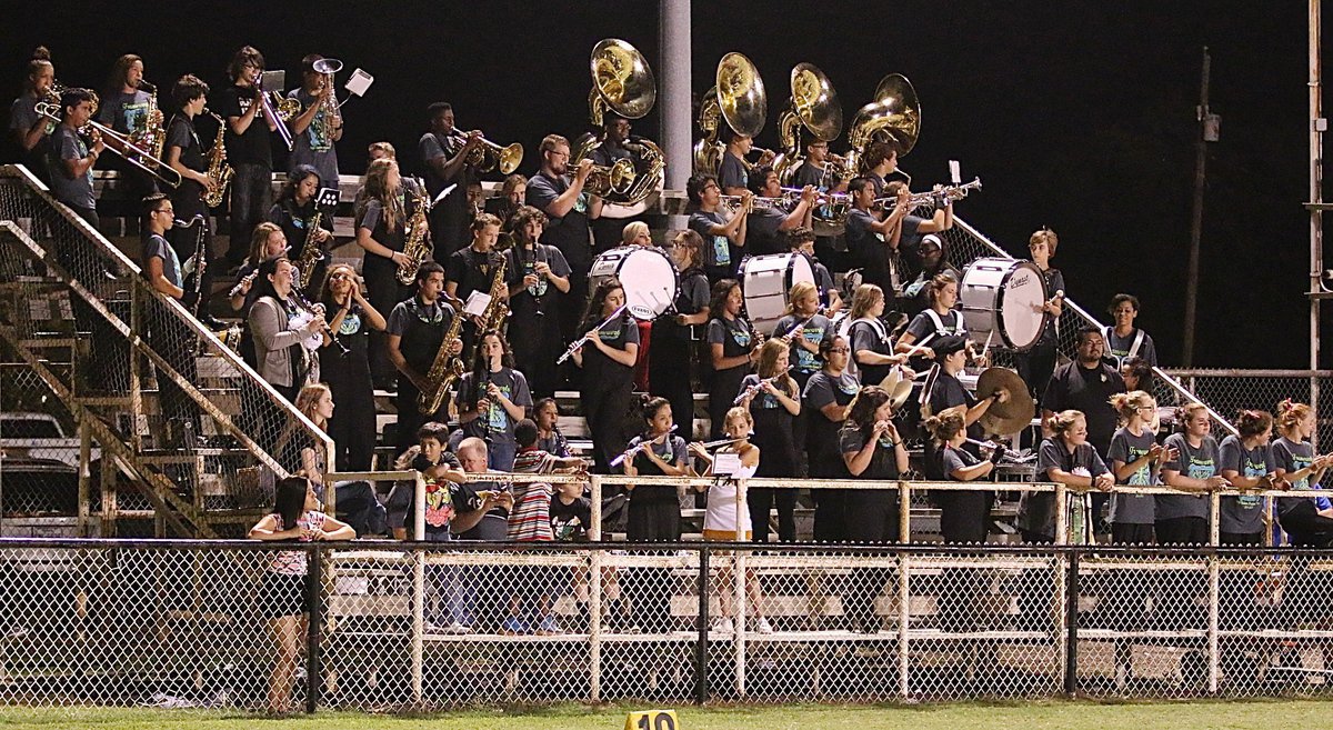 Image: The Gladiator Regiment Band celebrates musically after an Italy touchdown.