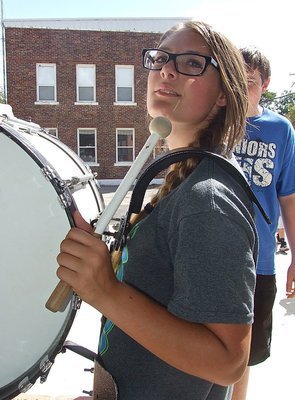 Image: Band member Cassidy Gage is ready for the pep-rally.