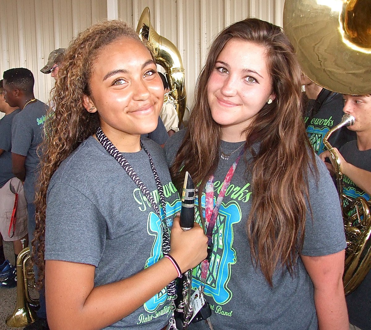 Image: Drum majors Vanessa Cantu and Alexis Sampley.