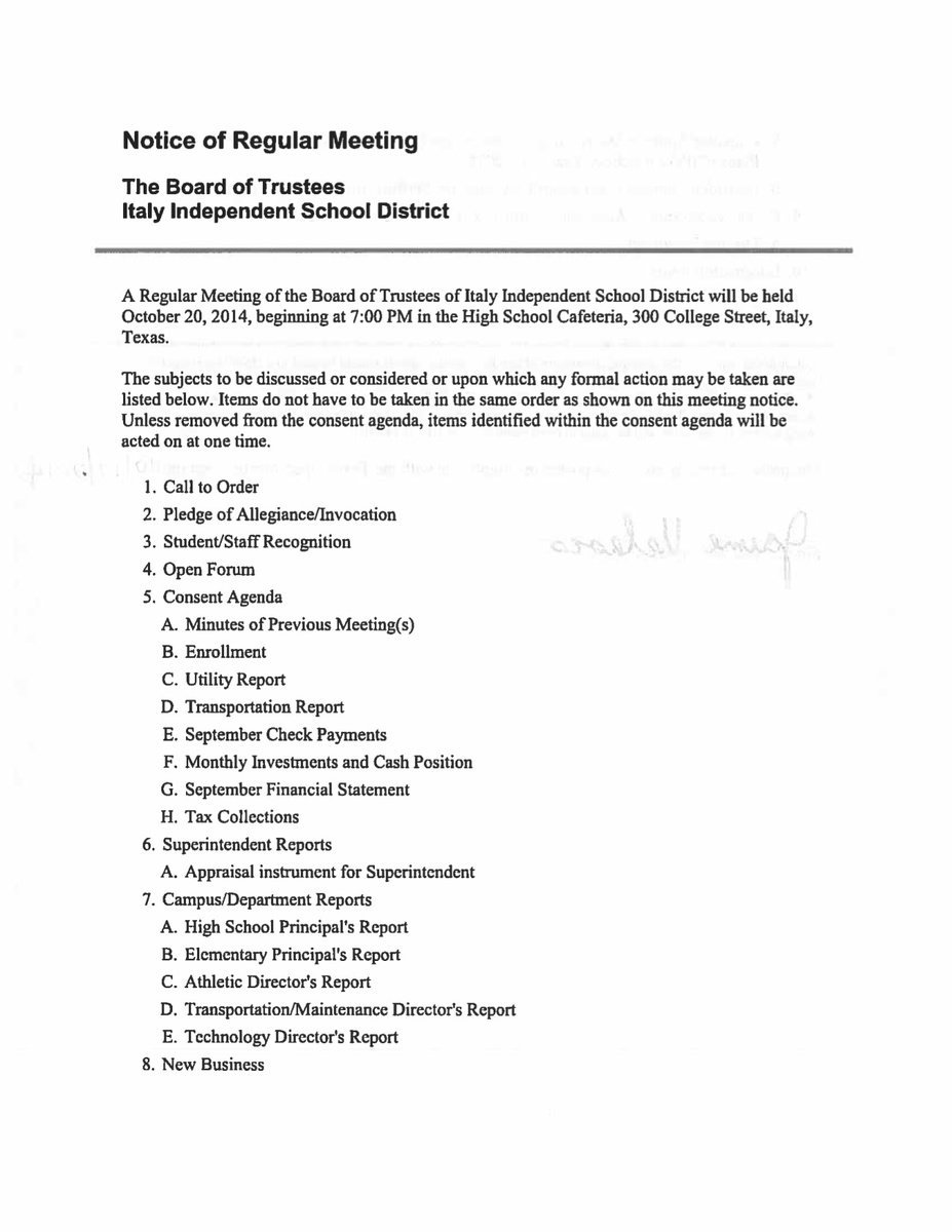 Image: Agenda – page 1