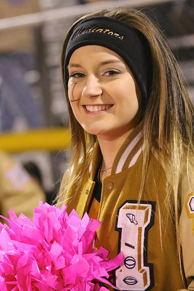 Image: Italy cheerleader Jozie Perkins is all decked out in her Gladiator spirit wear.