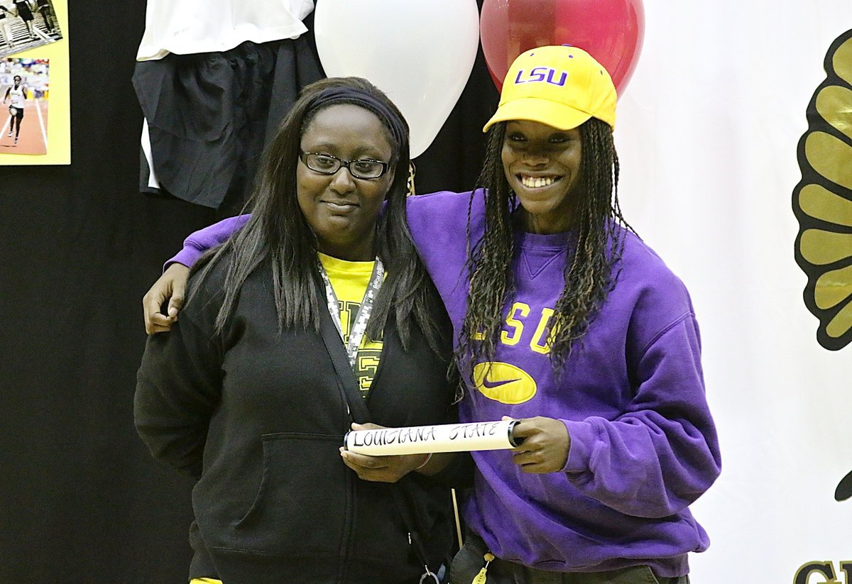 Image: Lady Gladiator manager Brenya Williams is proud of Kortnei Johnson and her decision to run track for LSU after high school.