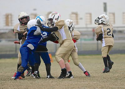 Image: B-Team Gladiator offensive linemen Taylor Sparks(3), Bryce Ballard(30) and center Preston Walker give quarterback Jaylon Wallace(2) time in the pocket during Italy’s second Superbowl appearance of the day.