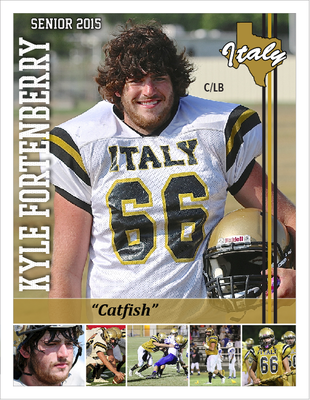 Image: Kyle Fortenberry(66), senior Gladiator 2015. Kyle was named 1st Team All-District Center and 2nd Team All-District Linebacker in 2A-2 Region III District 10.