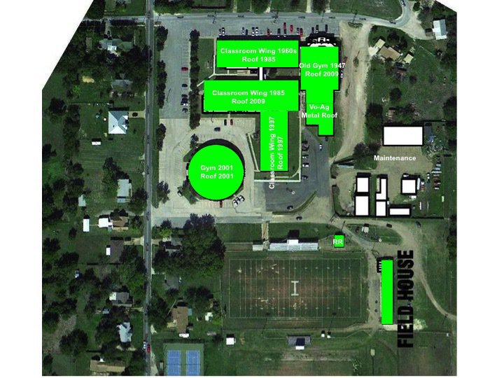 Image: Overlay of current IHS campus with building construction dates.