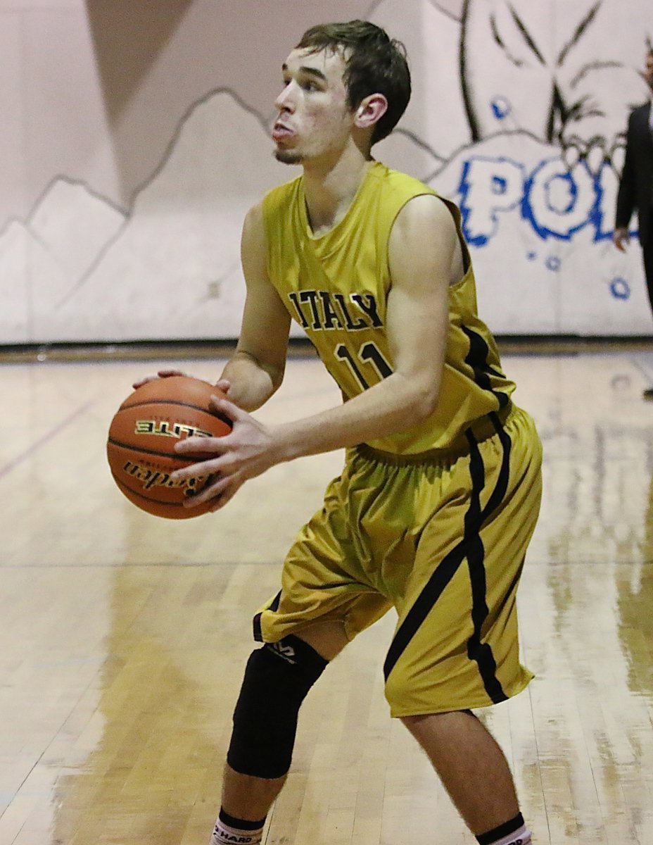 Image: Italy’s Ryan Connor(11) pulls up for a fourth-quarter 3-pointer. Connor finished the contest with 5-points.