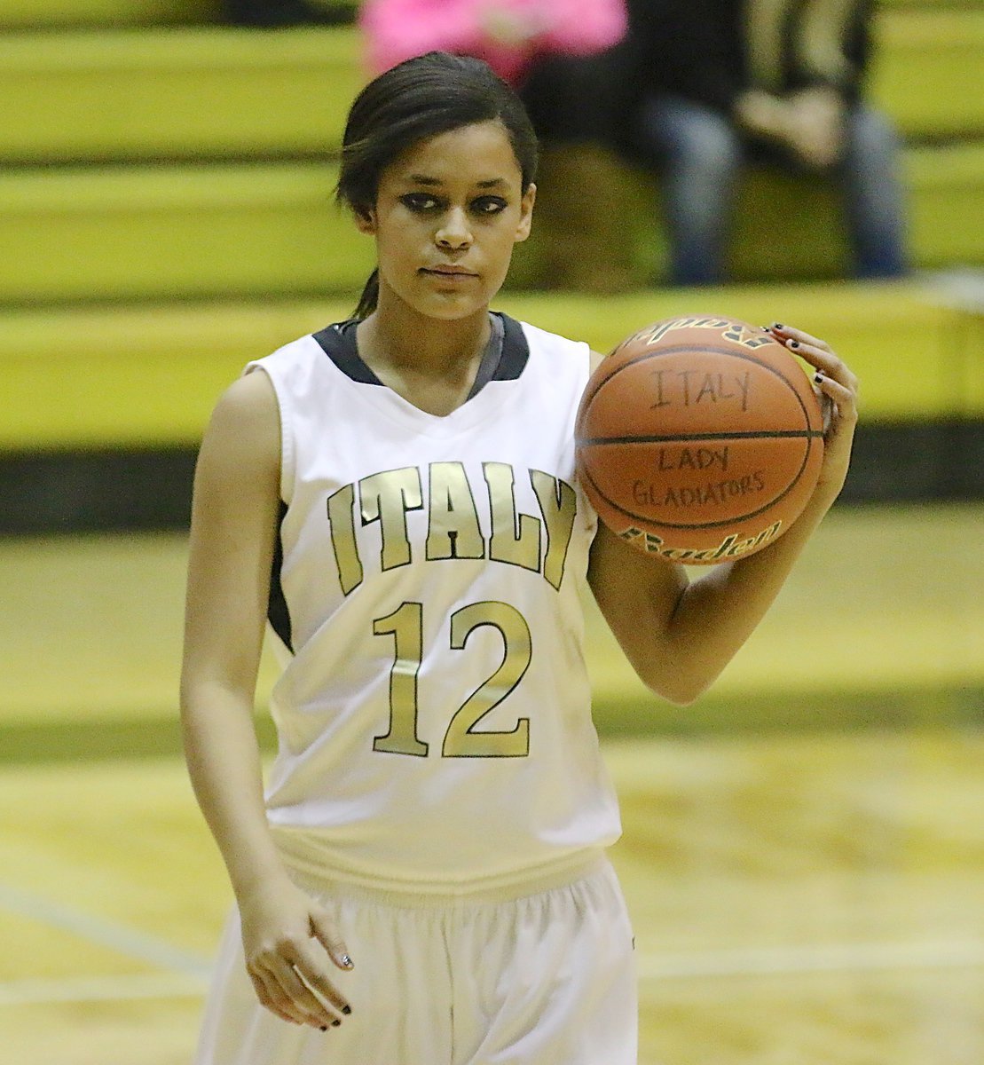 Image: Alex Minton-Felder(12) gets her game face on before the battle with Itasca.