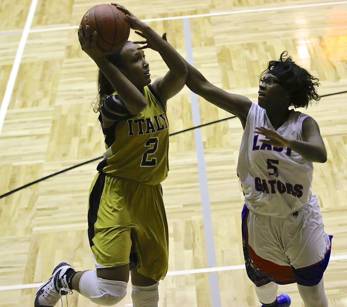 Image: Freshman Emmy Cunningham(2) gets the scoring started for the Lady Gladiators.