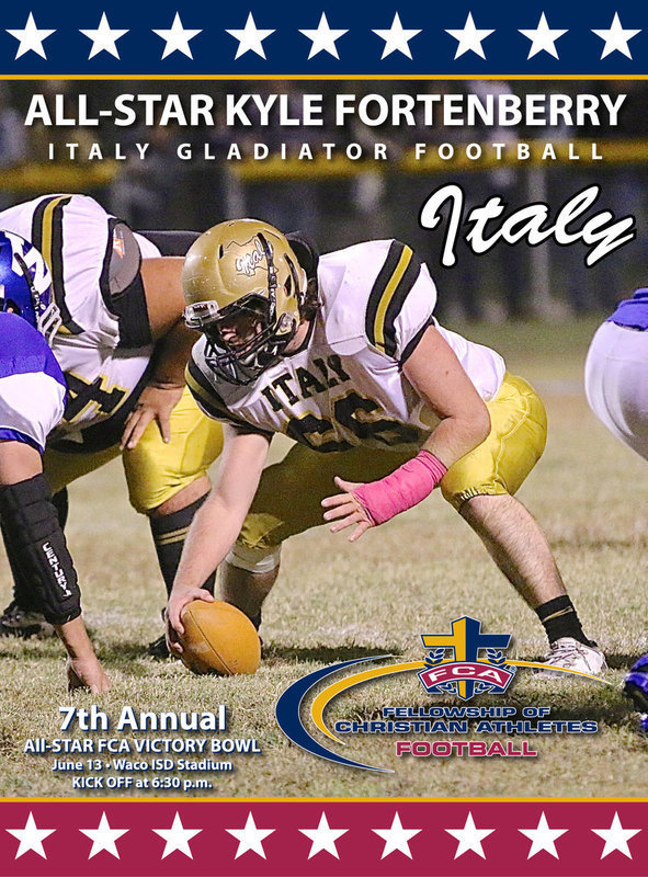 Image: Italy Gladiator Football’s Kyle Fortenberry(66) to participate in the 7th Annual Fellowship of Christian Athletes Super Centex Victory Bowl All-Star game this summer in Waco. Fortenberry will be the 6th Gladiator to compete in the prestigious bowl game.
