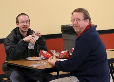 Image: Nick Clark spends time with his father Gary Clark during the Lady Gladiator Softball hamburger fundraiser. Nick was a member of Italy’s 1997 Sate Basketball Champions and was in from Detroit where he now resides.