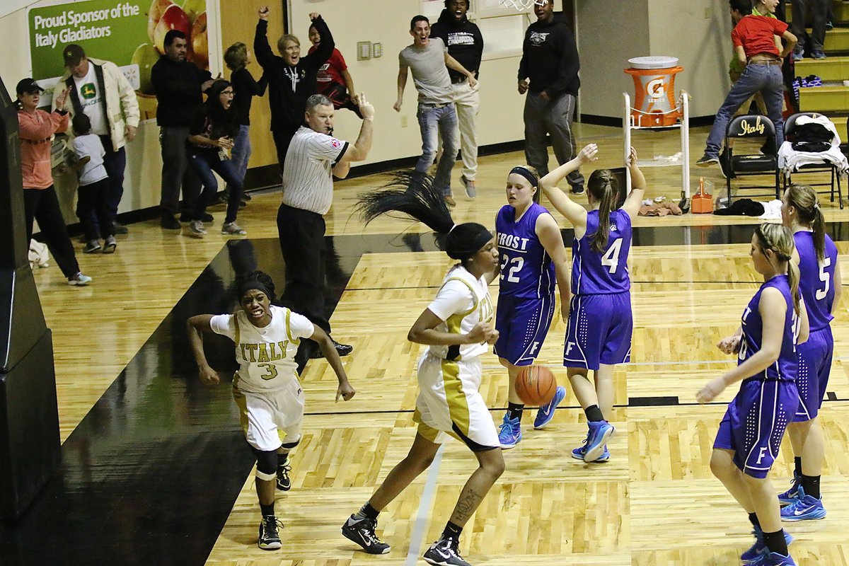 Image: Gladiator Nation celebrates along with Kortnei Johnson(3) after Johnson is fouled during a made layup. Johnson converts the and-1 to tie the game 61-61.