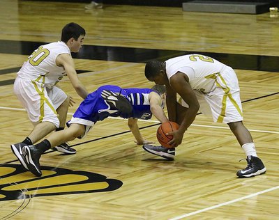 Image: Gladiator defender Kenneth Norwood, Jr.(22) steals the ball with help from teammate Kyle Tindol(20).