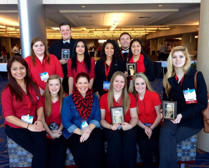 Image: FCCLA 2015 Competition Participants
    Back Row: Taylor Perry, Zac Mercer, Lupita Rincon, Julissa Hernandez, Chace McGinnis, Marlin Hernandez; 
    Front Row: Ana Luna, Kirsten Viator, Jennifer Eaglen, Tia Russell, Kirby Nelson, Halee Turner