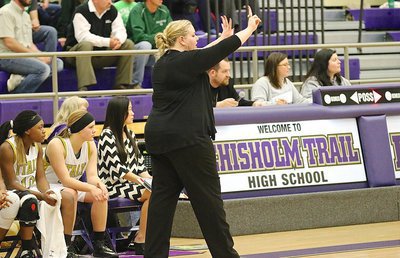 Image: Lady Gladiator head coach Melissa Fullmer was active throughout the game.