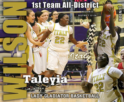 Image: Italy Lady Gladiator Taleyia Wilson finishes her junior season as a District 12-2A 1st Team All-District performer.