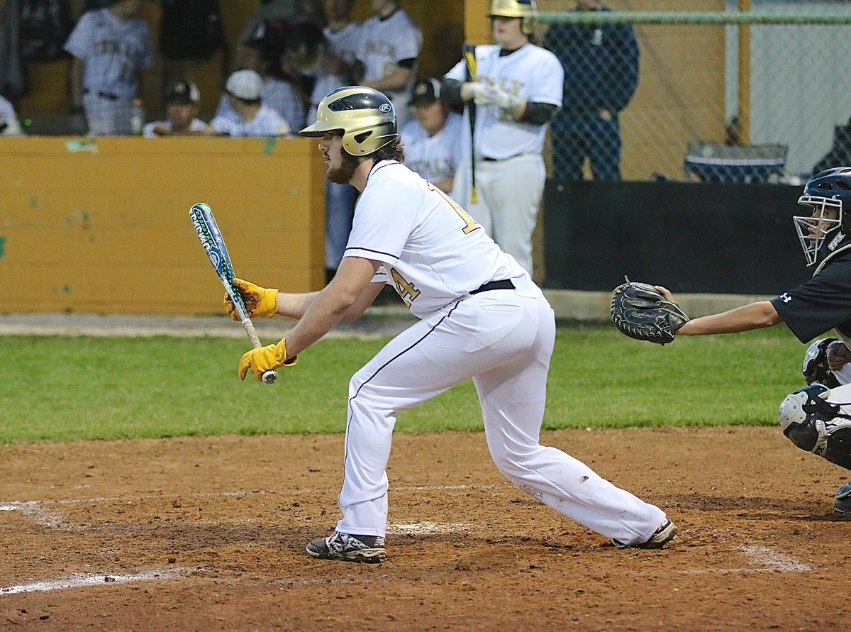 Image: Italy senior Kyle Fortenberry(12) shows bunt but would later hit a triple against Faith Family.