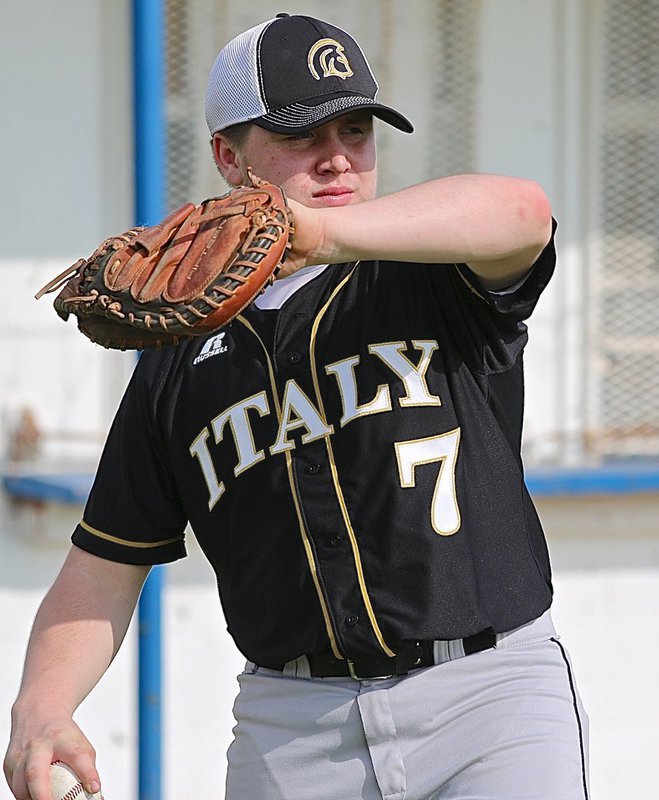 Image: Senior Gladiator John Escamilla(7) warms up before Italy’s district duel against Frost.