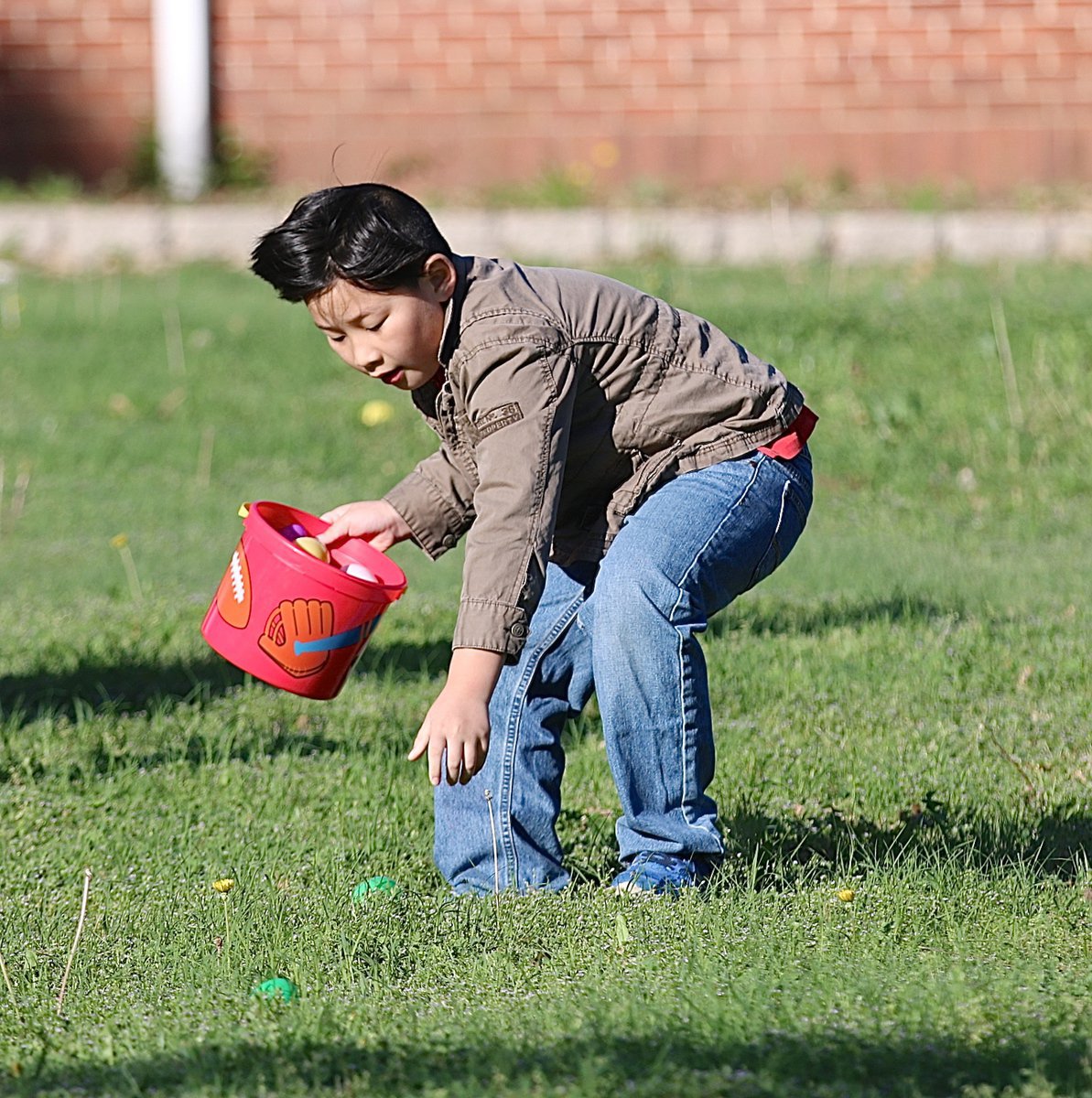 Image: Finding Easter eggs is a breeze for Evan.