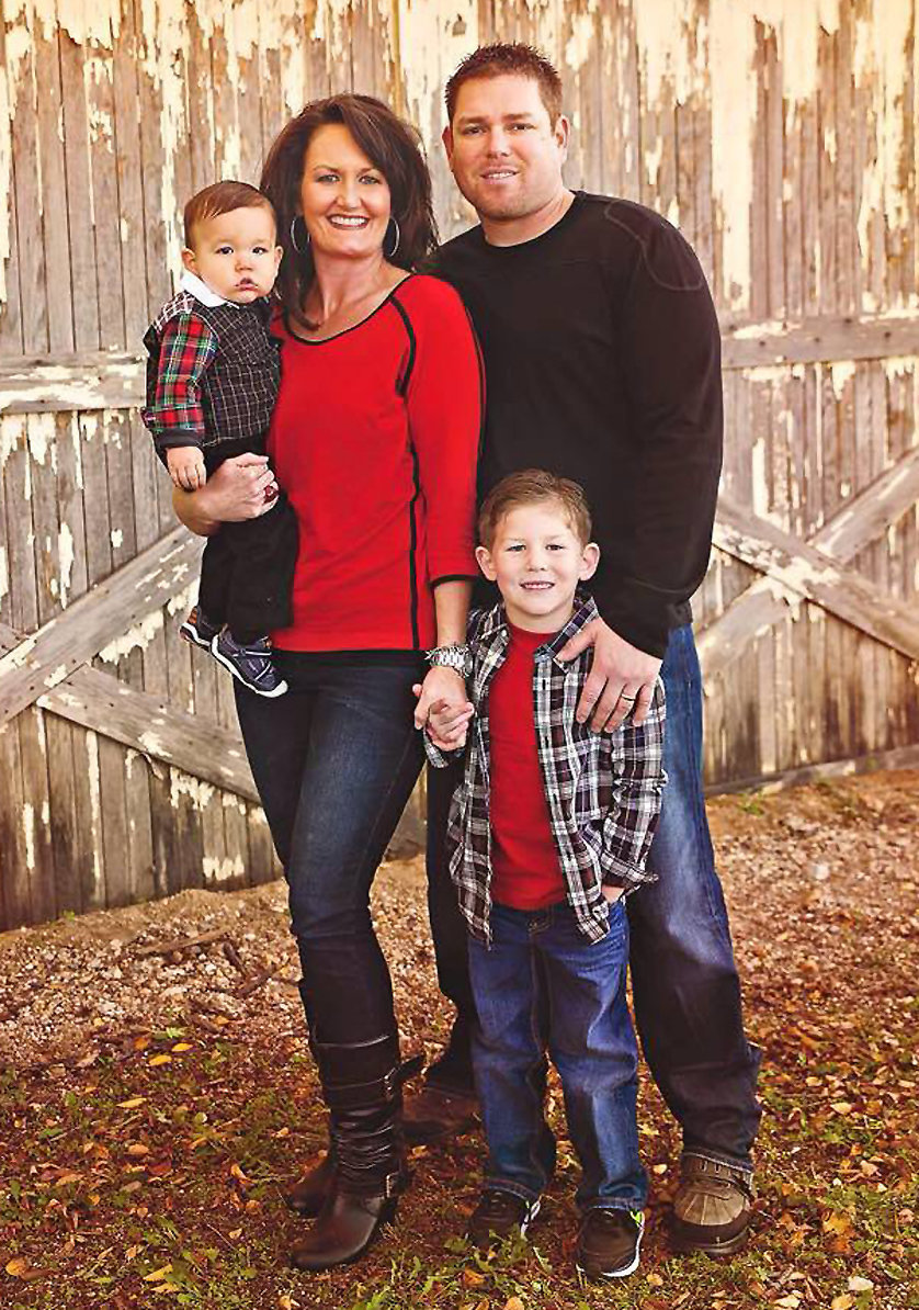 Image: Gladiator legend and new Italy ISD Athletic Director/Head Football Coach David Weaver with his wife Tracie, his oldest son Jack, 6 (future ball boy) and his youngest son Max, now 16 months old.