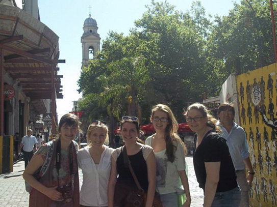 Image: Students outside the meat market in Montevideo, Uruguay