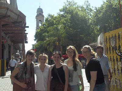 Image: Students outside the meat market in Montevideo, Uruguay