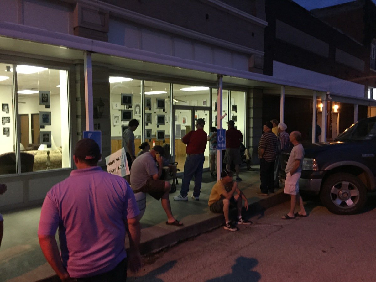 Image: 30 people stood and waited for tonight’s results.