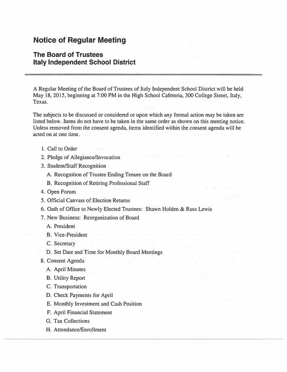 Image: Agenda – page 1