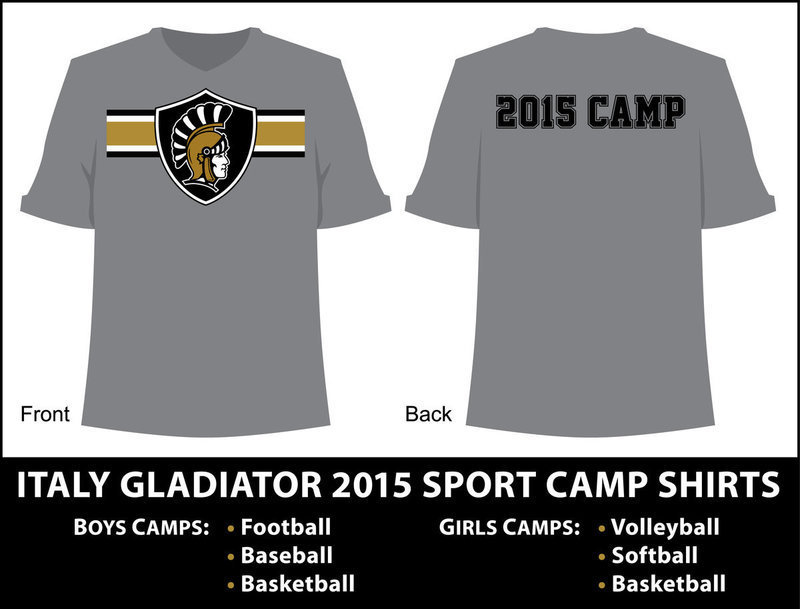 Image: All incoming 3rd grade thru 9th grade students (Boys and Girls) participating in any 2015 Italy High School Summer Sport Camps will receive a 2015 Camp Tshirt.