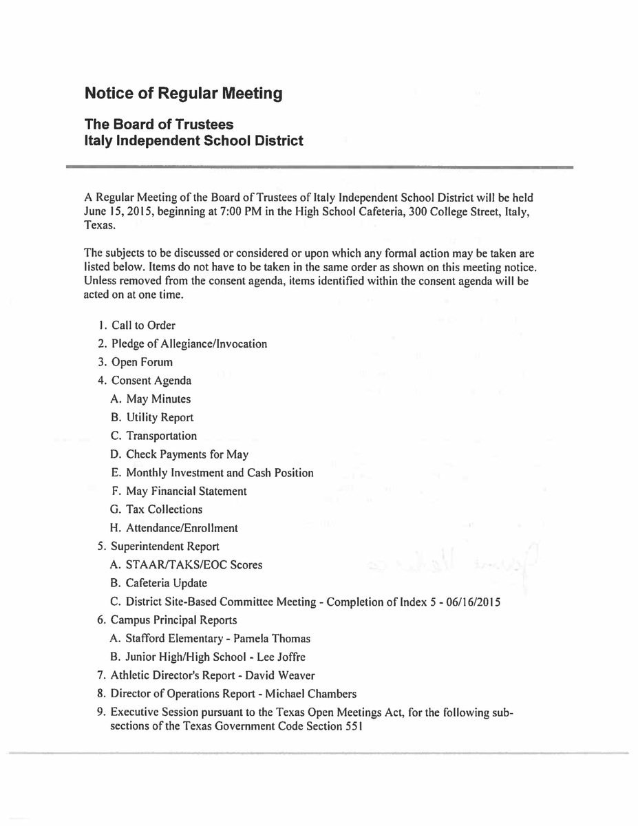 Image: Agenda – page 1