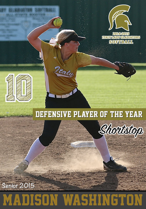 Image: Italy Lady Gladiator senior shortstop Madison Washington(10) earned the district’s Defensive Player of the Year superlative and also achieved Academic All-District.