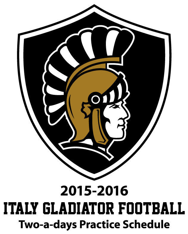 Image: Important information for football players and parents: Italy ISD Athletic Director/Head Football Coach David Weaver has released a schedule of meeting and practice times regarding Italy Gladiator Football’s two-a-days practices starting next week.