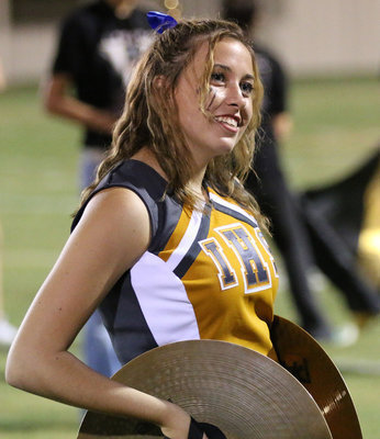 Image: Italy HS Cheerleader Hannah Haight also participates during the halftime show for the Gladiator Regiment Band.